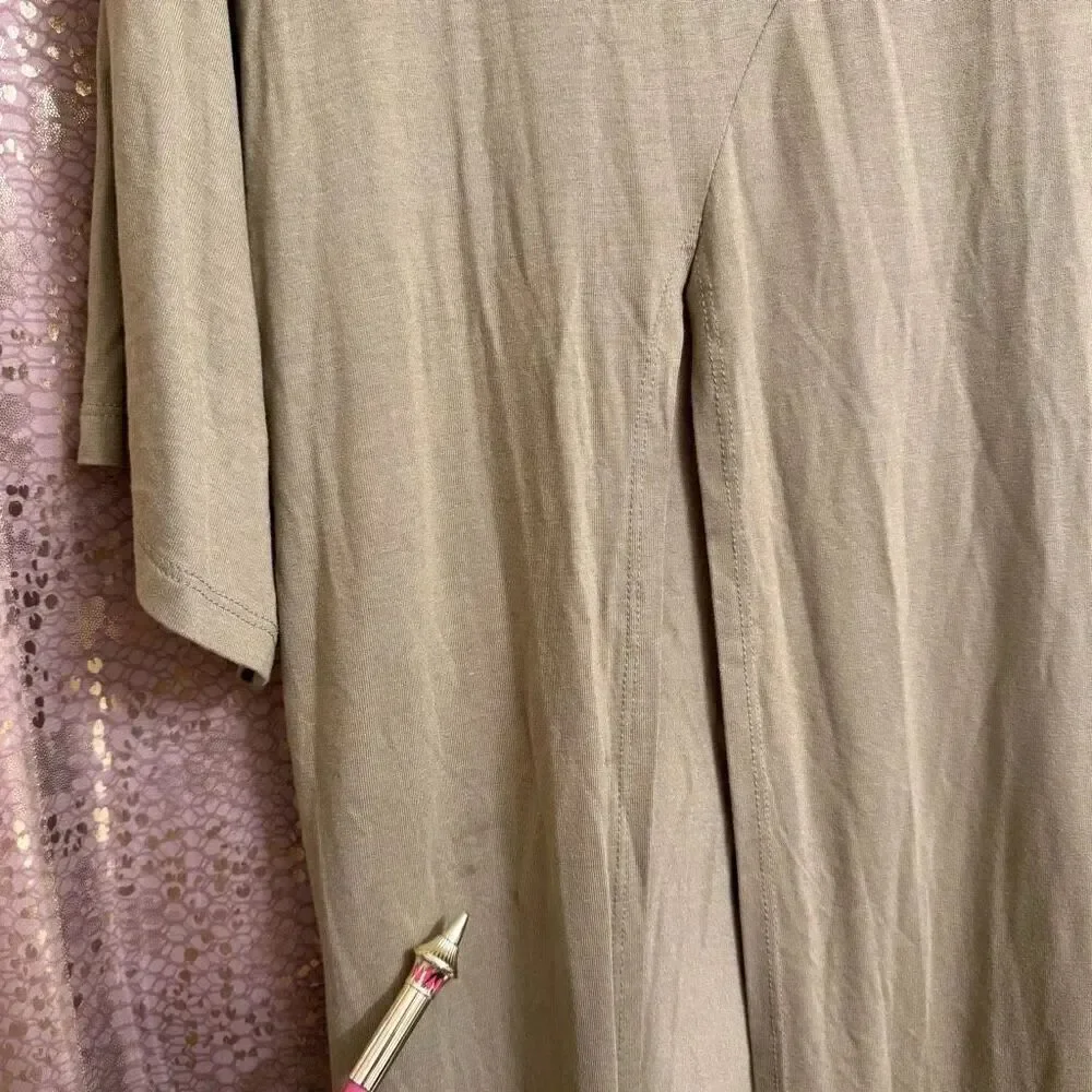Free People Beach Olive Green Stretchy Long Slit Rayon Top Pants Set XS/S